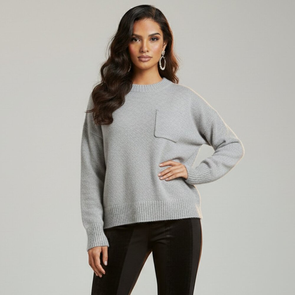 Free People OTS Chunky Knit Sweater Grey XXS neutral minimalist cottage coastal